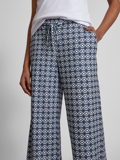 Brax Wide leg stoffen broek met all-over motief, model 'STYLE.MAINES' Blauw - 3