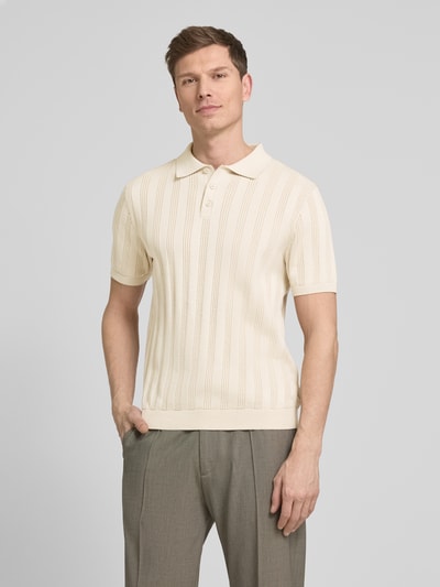 MCNEAL Regular fit poloshirt met structuurmotief Beige - 4