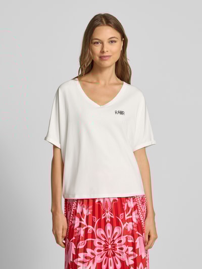 Oui Boxy fit T-shirt met V-hals Wit - 4