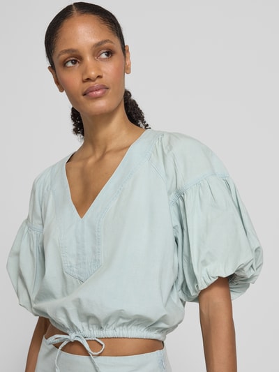 Lauren Ralph Lauren Blusenshirt mit V-Ausschnitt Hellgruen Melange 3