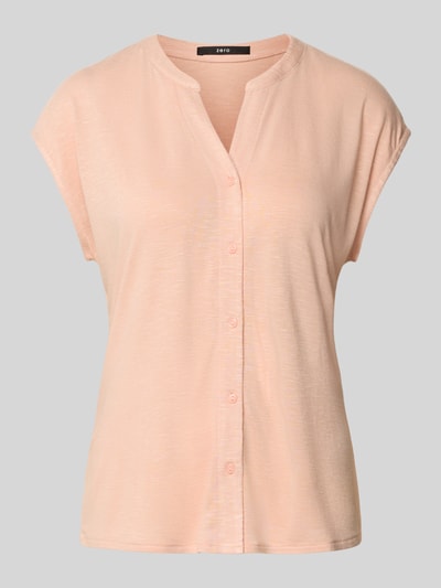 Zero T-shirt z mieszanki wiskozy z listwą guzikową Jasnoróżowy 2