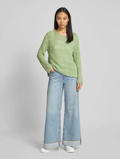 Tom Tailor Regular Fit Strickpullover aus reiner Baumwolle Hellgruen 1