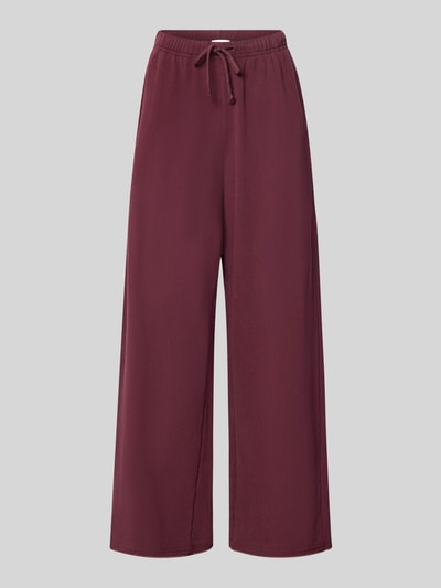Produktfoto, Straight Fit Sweatpants aus elastischem Baumwoll-Mix von American Vintage in Dunkelrot, elastischer Bund mit Tunnelzug, Modell 'ATUBAY', glatte Struktur, Damen Sweatpants