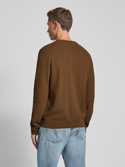 HUGO Regular Fit Strickpullover aus reiner Baumwolle Modell 'SIMO' Mittelbraun 5