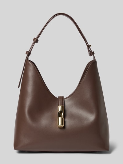Produktfoto, Handtasche aus echtem Leder Modell 'GOCCIA' von FURLA in braun mit magneetsluiting, verstelbare schouderband, Hoofdvak, ritsvak, Breedte 24 cm, Lengte 31 cm, Diepte 17 cm, bandlengte 42 cm