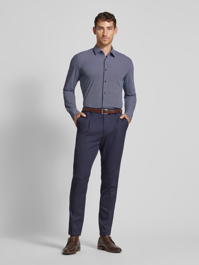 BOSS Slim fit zakelijk overhemd met kentkraag, model 'Hank' Marineblauw - 1