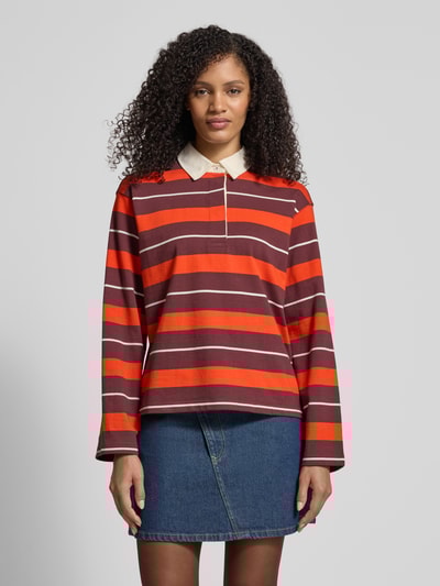 Jake*s Casual Sweatshirt met polokraag Aubergine - 4