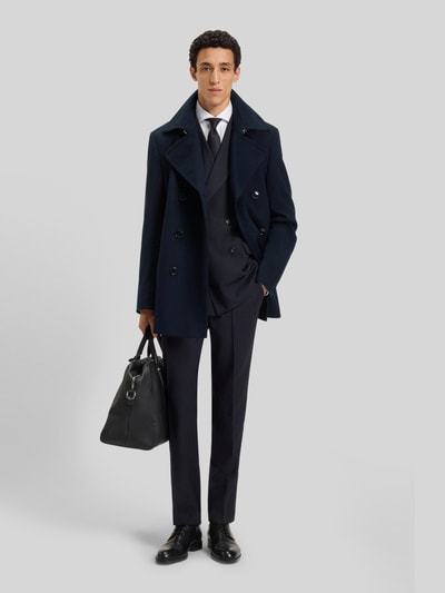 BOSS Slim Fit Trenchcoat aus Woll-Kaschmir-Mix Modell 'HYDE' Marine 1