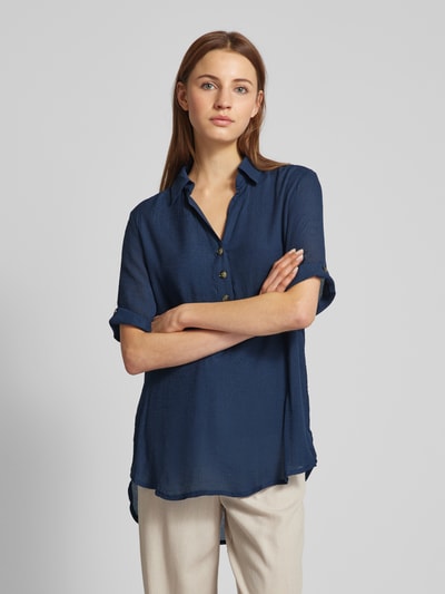 Apricot Overhemdblouse met platte kraag Marineblauw - 4