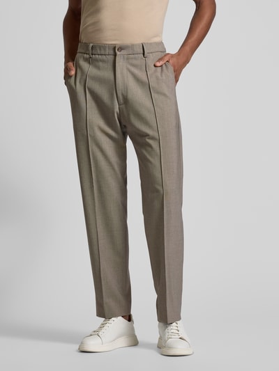 Cinque Stoffen broek met bandplooien, model 'Luigi' Taupe - 4