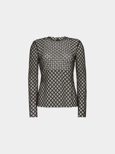 Philosophy di Lorenzo Ser Spitzenbluse mit Schmucksteinen Schwarz 1