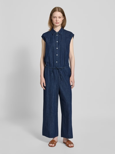 OPUS Jumpsuit met kentkraag en knoopsluiting, model 'Monny' Donkerblauw - 4