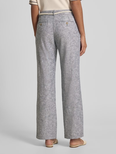 Christian Berg Woman Stoffen broek van linnenmix met strikceintuur Donkerblauw gemêleerd - 5