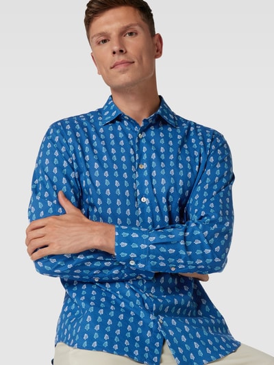 MC2 Saint Barth Shirt met all-over bloemenmotief, model 'SIKELIA' Marineblauw - 3