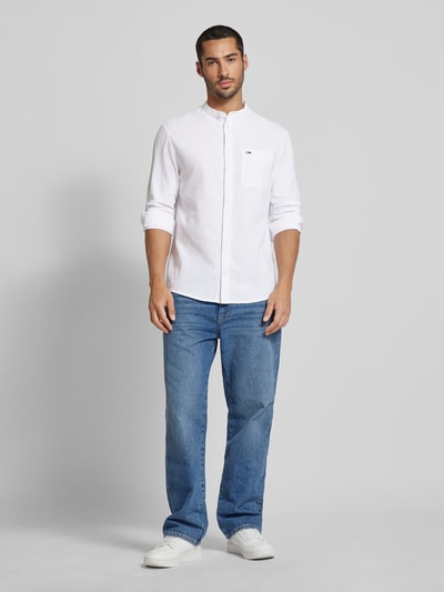 Tommy Jeans Freizeithemd in unifarbenem Design mit Label-Stitching Weiss 1
