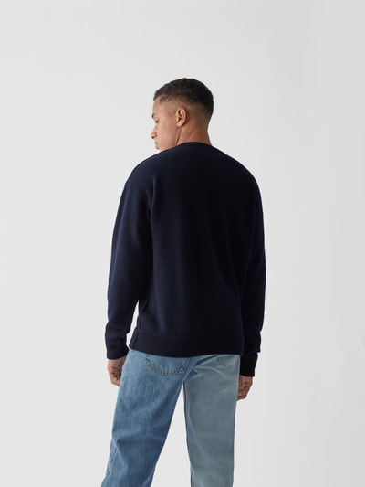 Roberto Collina Pullover mit Zierpaspel Dunkelblau 5