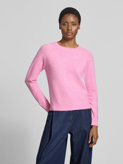 VERO MODA sweter w kroju regular fit z paskami model 'DOFFY' Mocnoróżowy 4