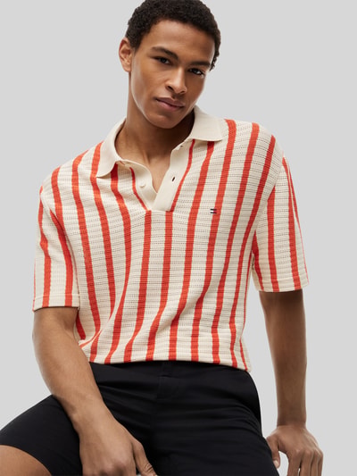 Tommy Hilfiger Relaxed Fit Poloshirt aus Lochstrick Orange 3