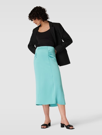 BOSS Black Women Midirok met plooien opzij, model 'Vaniki' Lichtturquoise - 1