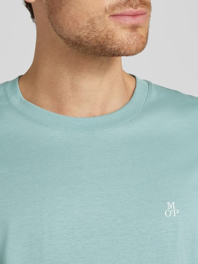 Marc O'Polo T-shirt met labelprint Oceaanblauw - 3