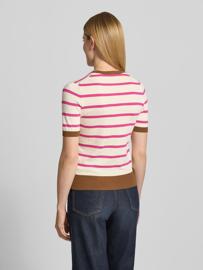 Jake*s Casual Strickshirt aus Viskose-Mix mit Rundhalsausschnitt Fuchsia 5