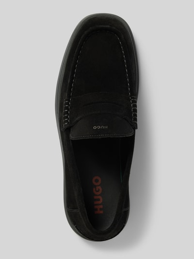 HUGO Lederloafers mit Label-Details Modell 'Chaol' Black 3