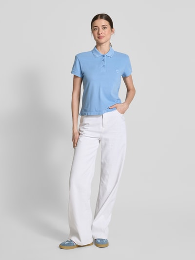 Jake*s Casual Poloshirt met motiefstitching Hemelsblauw - 1