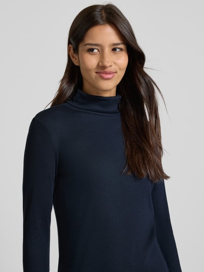 Tom Tailor Regular Fit Langarmshirt aus Baumwoll-Mix mit Rollkragen Dunkelblau 3