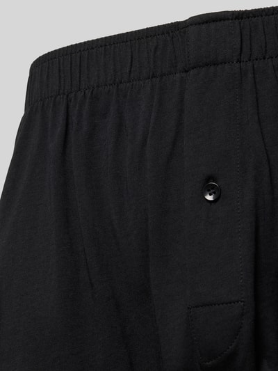 Produktfoto, Boxershorts mit elastischem Bund im 2er-Pack von Christian Berg Men, reine Baumwolle, lockerer Schnitt, Knopfverschluss, schwarze Farbe, glatte Oberfläche, 2er-Pack.