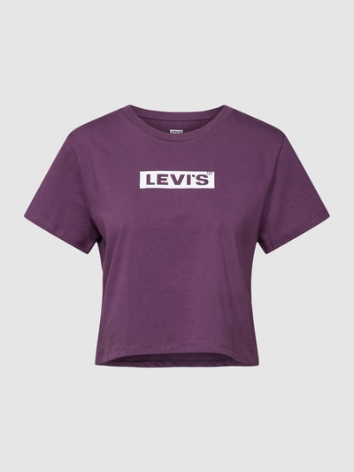 Levi's® Cropped T-Shirt mit Label-Print Modell 'JORDIE' Aubergine 2