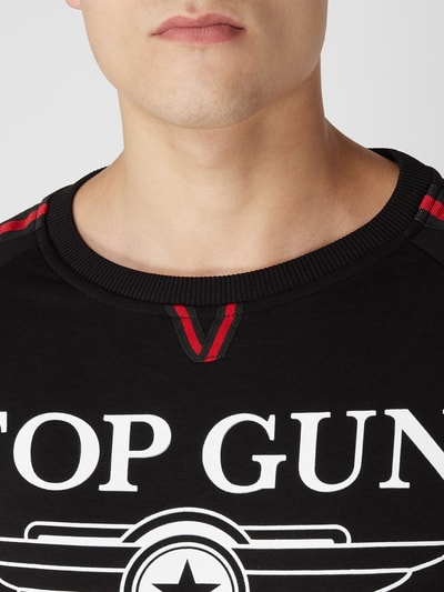 Top Gun Bluza z detalami z logo Czarny 3