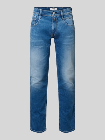 Produktfoto, Jeans mit 5-Pocket-Design Modell 'Anbass' von Replay, bawełna z elastanem, krój regular fit, niebieski denim, Szerokość w rozmiarze 32/32: 44 cm, długość nogawki od wewnątrz: 80 cm
