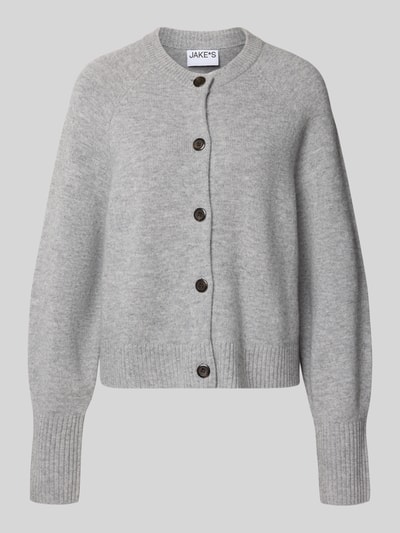 Jake*s Casual Gebreid jack van wol met ronde hals Zilver gemêleerd - 2