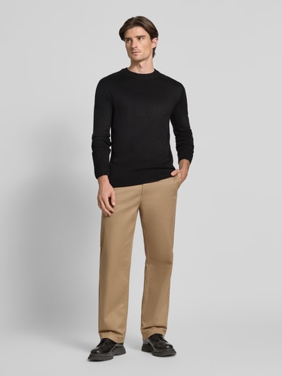 Tom Tailor Denim Regular Fit Strickpullover aus Rippstrick Black 1