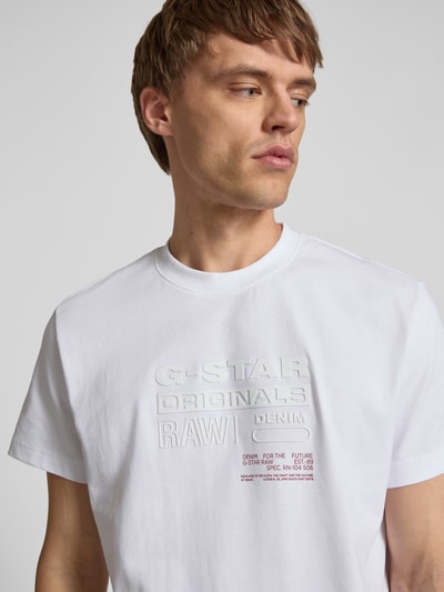 G-Star Raw T-Shirt mit Label-Print Modell 'Originals' Weiss 3