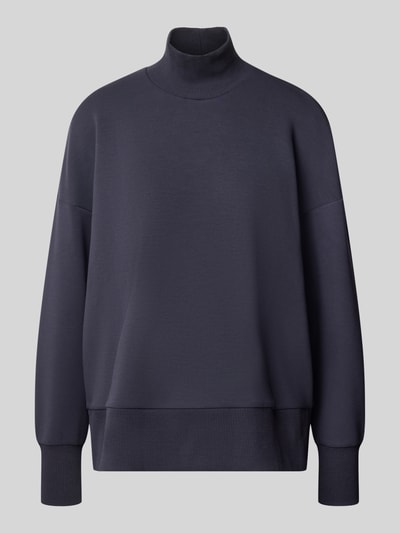 Produktfoto, Relaxed Fit Sweatshirt mit Stehkragen von Christian Berg Woman in dunklem Blau, Sweat-Optik, gerippte Abschlüsse, Damen-Langarmdesign