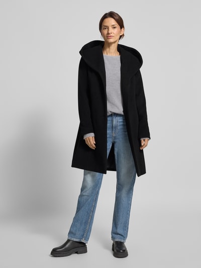 Milo Coats Lange wollen jas met kasjmier, model 'BELLA' Zwart - 1