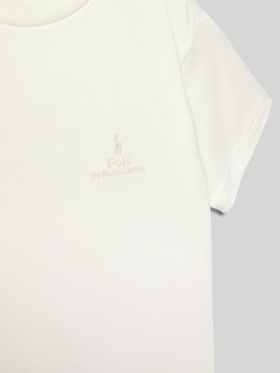 Productfoto, Relaxed Fit T-Shirt aus reiner Baumwolle van Polo Ralph Lauren Teens in effen wit met label-opdruk, fijnrib, ronde hals, korte mouw.