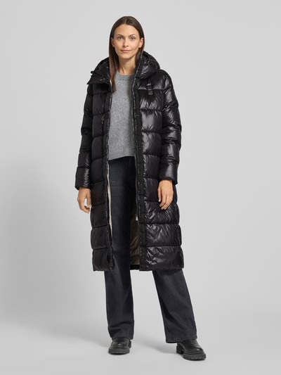 Blauer Usa Gewatteerde lange jas met labeldetail, model 'BELLEVUE' Zwart - 1
