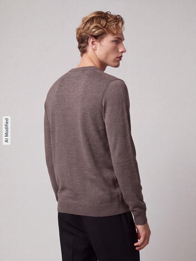 Selected Regular Fit Pullover aus reiner Wolle Modell 'TRAY' Mittelbraun 5