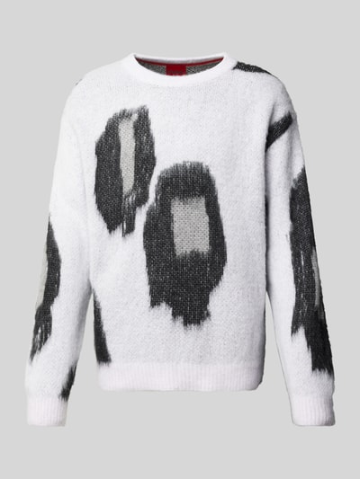 HUGO Strickpullover mit Rundhalsausschnitt Modell 'Seo' Offwhite 1