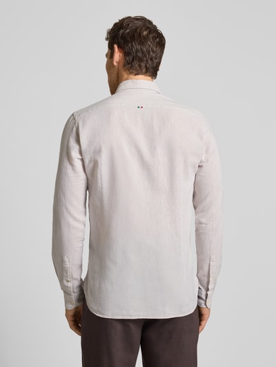 FIL NOIR Regular Fit Business-Hemd aus Leinen-Baumwoll-Mix Modell 'ROMA' Sand 5