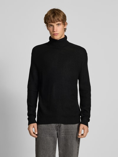 Jack & Jones Rollkragenpullover mit Strukturmuster Modell 'ROY' Black 4