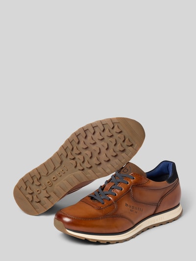 bugatti Sneakers van leer met labeldetail model 'Cirino' Cognac - 4