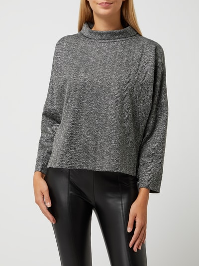 s.Oliver BLACK LABEL Sweatshirt met visgraatmotief  Zwart - 4