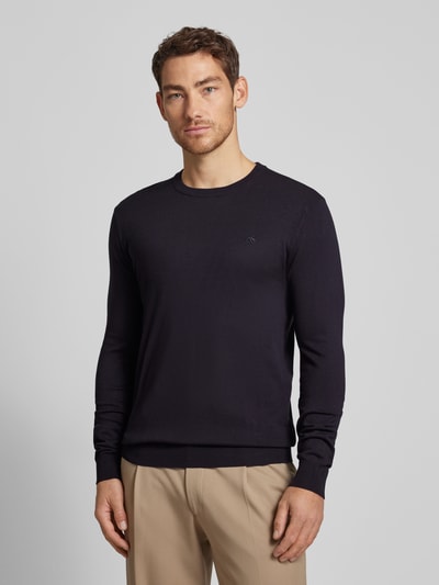 Scotch & Soda Gebreide pullover met logostitching, model 'CORE' Donkerblauw - 4