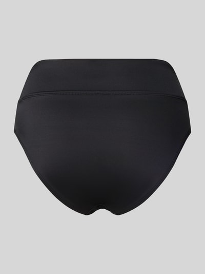 Produktfoto, High-Waist-Bikinislip Modell 'TOGO MAGO' von DORINA im Material-Mix mit Stretch-Anteil, Allover-Muster, schwarze Farbe.