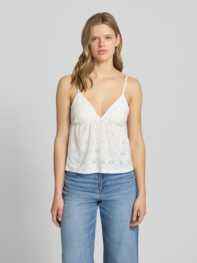 ONLY regular fit top met bandjes met gaatjesmotief model 'SMILLA' Offwhite - 4