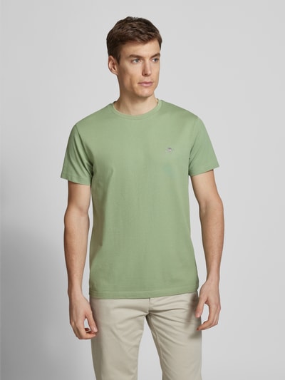 Gant Slim Fit T-Shirt mit Label-Stitching Schilf 4