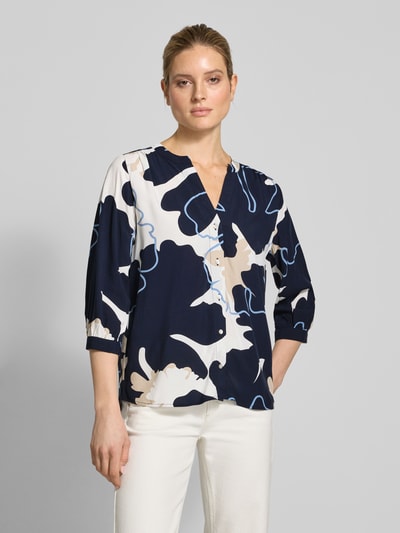 Tom Tailor Loose fit blouse met korte mouwen van pure viscose met all-over motief Offwhite - 4